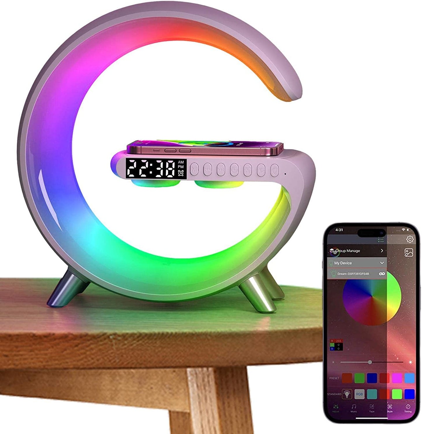 LED Desk Lamp with Wireless Phone Charger – 15W Fast Charging Bedside Light